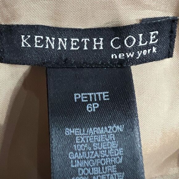 Kenneth Cole Tan Suede‎ Crochet Trim Boho Hippie Jacket 6P Women’s - Picture 3 of 8